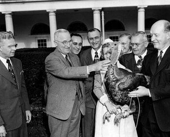 Harry Truman as pardoning the first turkey in 1947