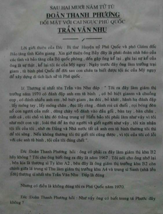bản thú tội của Trần văn Nhu