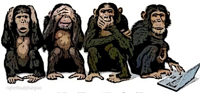 4 con khỉ và bàn phím